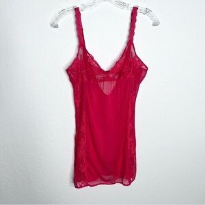 Victoria secret slip large sheer pj lingerie red dress nightie chemise  b4